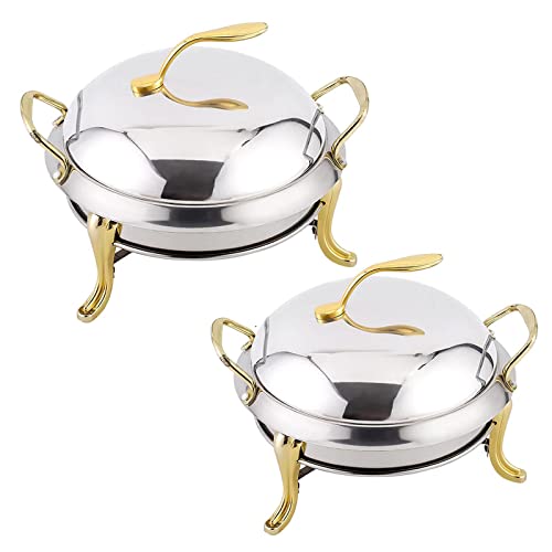 Chafing Dish Set – Edelstahl Buffet Server mit Lebensmittelpfanne, Brennstoffhalter und Deckel für Restaurant und Party, 2 Stück von Generisch