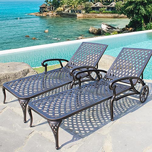 Chaiselongue-Sessel für den Außenbereich, verstellbare Rückenlehne und Rollen für einfache Mobilität, perfekt für Entspannung am Pool und Sonnenbaden von Generisch