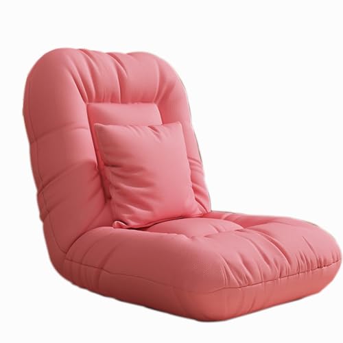 Chaiselongue-Stuhl für den Innenbereich, in 5 Winkeln Verstellbarer Bodenstuhl, zusammenklappbares, bequemes Sofa mit gepolstertem Kissen für Wohnzimmer und Schlafzimmer (Farbe: Rosa, Größe: von Generisch