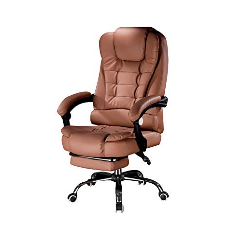 Chefsessel, beheizter Bürostuhl, Drehstuhl, hohe Rückenlehne, PU-Leder, ergonomischer Stuhl mit Fußstütze, Braun, ideal für Komfort und Entspannung von Generisch