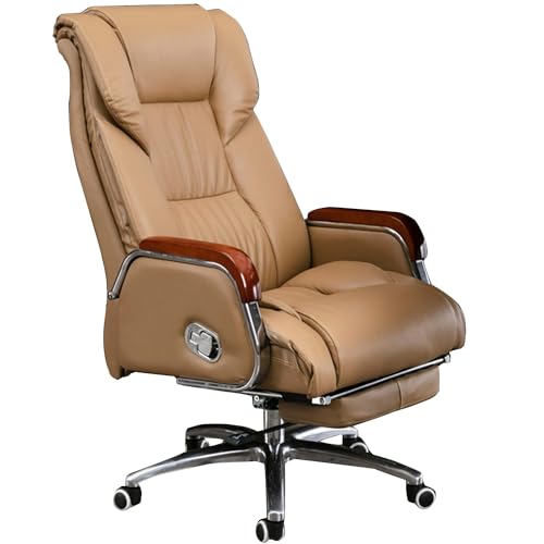 Chefsessel, ergonomischer Schreibtischstuhl aus echtem Leder, Drehstuhl mit verstellbarer Rückenlehne und einziehbarer Fußstütze, bequemer Computer-Arbeitsstuhl für sitzende Nutzung Chefsessel, ergonomischer Schreibtischstuhl aus echtem Leder, Drehstuhl mit verstellbarer Rückenlehne und einziehbarer Fußstütze, bequemer Computer-Arbeitsstuhl für sitzende Nutzung von Generisch