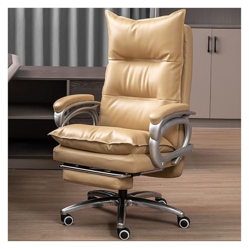 Chefsessel aus Leder, ergonomisch, hohe Rückenlehne, großes und hohes Design, drehbare Liegefunktion, Schaukelstuhl, Computer-Schreibtischstuhl für Erwachsene von Generisch