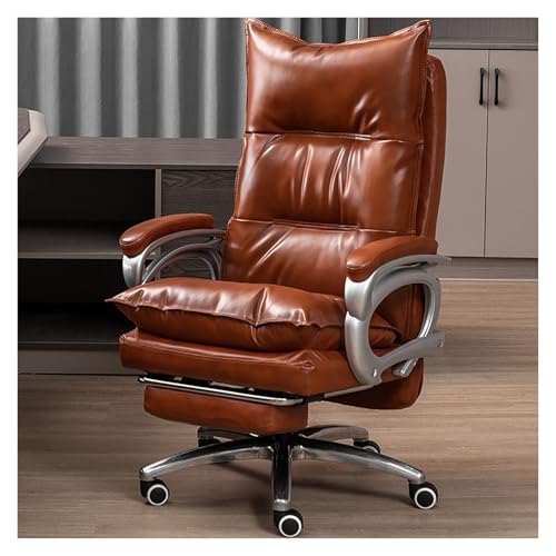 Chefsessel aus Leder, ergonomisch, hohe Rückenlehne, großes und hohes Design, drehbare Liegefunktion, Schaukelstuhl, Computer-Schreibtischstuhl für Erwachsene von Generisch
