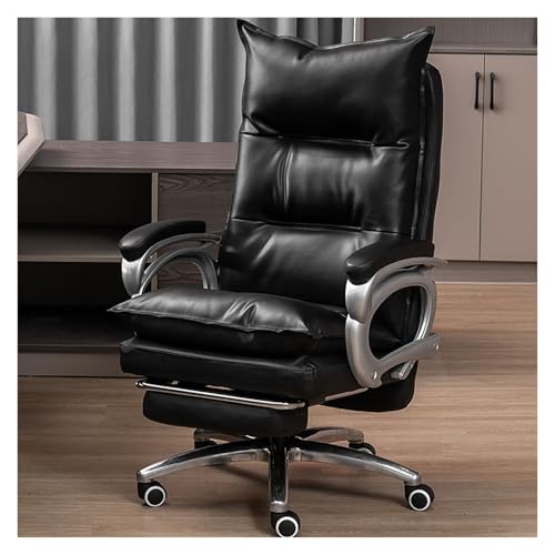 Chefsessel aus Leder, ergonomisch, hohe Rückenlehne, großes und hohes Design, drehbare Liegefunktion, Schaukelstuhl, Computer-Schreibtischstuhl für Erwachsene von Generisch