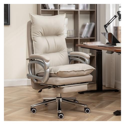 Chefsessel aus Leder, ergonomisch, hohe Rückenlehne, großes und hohes Design, drehbare Liegefunktion, Schaukelstuhl, Computer-Schreibtischstuhl für Erwachsene von Generisch