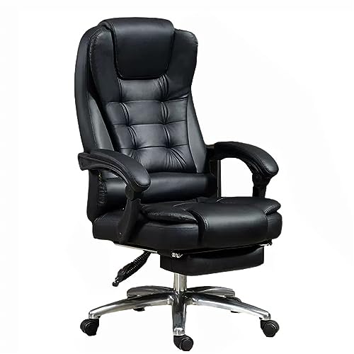 Chefsessel mit hoher Rückenlehne und Kippfunktion, Mikrofaser-Leder, Computerstuhl, ergonomischer großer Sitz, Drehstuhl, Schreibtischstuhl mit extra gepolsterter Armlehne, Grau und Schwarz von Generisch