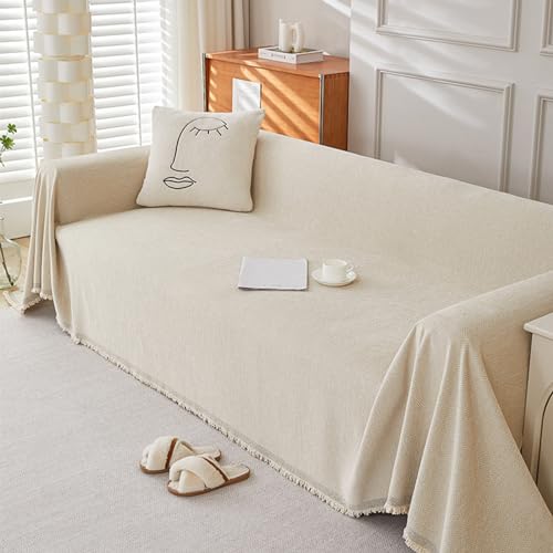 Chenille-Sofa-Überwurf mit Quasten, Mehrzweck-Fischgrätendecke für L/U-förmige und Ecksofas, einfache Mittagspause von Generisch