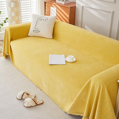 Chenille-Sofa-Überwurf mit Quasten, Mehrzweck-Fischgrätendecke für L/U-förmige und Ecksofas, einfache Mittagspause Chenille-Sofa-Überwurf mit Quasten, Mehrzweck-Fischgrätendecke für L/U-förmige und Ecksofas, einfache Mittagspause von Generisch