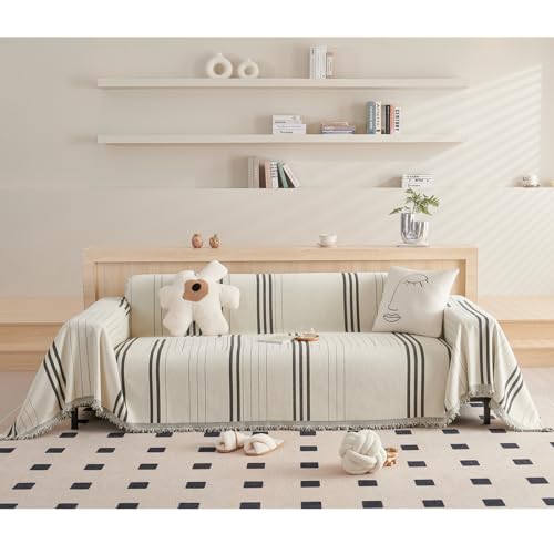 Chenille Sofaüberwurf, Decke, großes Linienmuster, 3-Sitzer, Sofabezug, verschiedene Größen, Wohnzimmerdekoration von Generisch