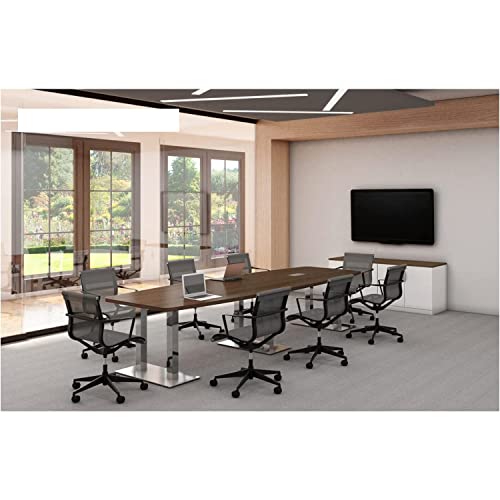 Cherry Executive Konferenztisch, Bootsförmiges Design, Metall-Stahlbeine, Büro, Sitzungssaal, Schreibtisch, Stromösen, moderne Holzmöbel, 360,7 cm L x 119,4–81,3 cm B x 73,7 cm H Cherry Executive Konferenztisch, Bootsförmiges Design, Metall-Stahlbeine, Büro, Sitzungssaal, Schreibtisch, Stromösen, moderne Holzmöbel, 360,7 cm L x 119,4–81,3 cm B x 73,7 cm H von Generisch
