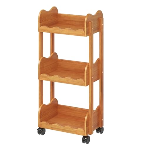 Cherry Wood Rolling Bookshelf, Multi-Layer Storage Rack, Free-Standing Home Bookcase for Living Room, Mobile Library Shelf, 40x28x89cm Cherry Wood Rolling Bookshelf, Multi-Layer Storage Rack, Free-Standing Home Bookcase for Living Room, Mobile Library Shelf, 40x28x89cm von Generisch