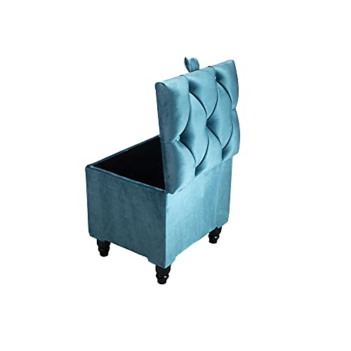 Chesterfield Samt gepolsterte faltbare Aufbewahrungsbox mit Deckel Spielzeug- und Schuhaufbewahrungswürfel Mini-Bank für Wohnzimmer Chesterfield Design Boxen (Blaugrün Aqua) von Generisch