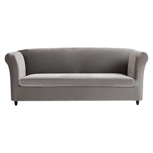 Chesterfield-Sofabezug aus Stretch-Samt, rutschfester Möbelschutz mit separaten Kissenbezügen, hellgrau, 2-Sitzer-Schonbezug von Generisch