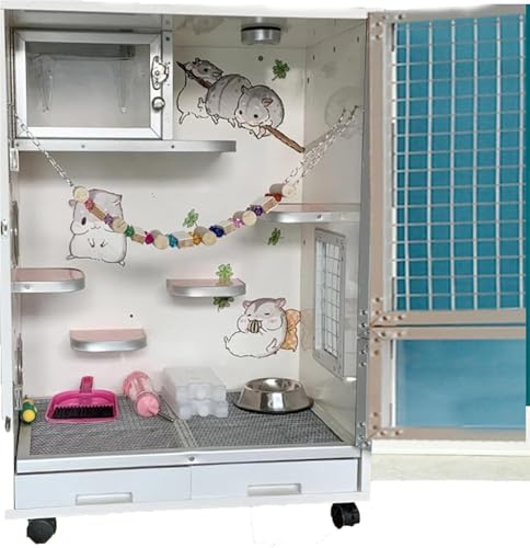 Chinchilla-Käfig – robuster Stahldraht-Lebensraum für Meerschweinchen mit Türen, herausnehmbarem Tablett und Zubehör für Kleintiere von Generisch