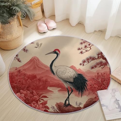 Chinesische Tuschemalerei Vögel Kiefern Teppich Rund 90 cm rutschfest Teppiche Wohnzimmer, Runder Waschbar Teppiche Kurzflor Weich Runder Teppich Rot for Schlafzimmer Studie Heimbüro Küche Chinesische Tuschemalerei Vögel Kiefern Teppich Rund 90 cm rutschfest Teppiche Wohnzimmer, Runder Waschbar Teppiche Kurzflor Weich Runder Teppich Rot for Schlafzimmer Studie Heimbüro Küche von Generisch
