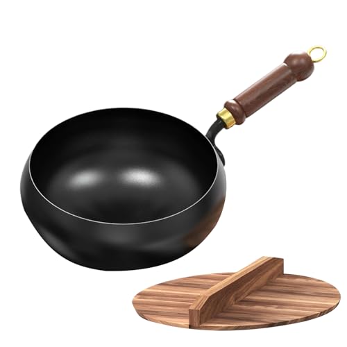 Chinesischer Handgefertigter Wok, Bratpfanne Aus Gusseisen Mit Deckel Und Holzgriff, AntihaftPfanne, 24 Cm Durchmesser, Traditionelle Methode, Keine Beschichtung Für Gasherd Und Induktionsherd Chinesischer Handgefertigter Wok, Bratpfanne Aus Gusseisen Mit Deckel Und Holzgriff, AntihaftPfanne, 24 Cm Durchmesser, Traditionelle Methode, Keine Beschichtung Für Gasherd Und Induktionsherd von Generisch