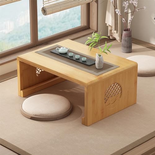 Chinesischer Teebodentisch aus Bambus, japanischer faltbarer Couchtisch, Altartisch für Meditation, niedrig, tragbar, zusammenklappbarer Tisch für Wohnzimmer, Esszimmer, Heimdekoration (Holzscheit Chinesischer Teebodentisch aus Bambus, japanischer faltbarer Couchtisch, Altartisch für Meditation, niedrig, tragbar, zusammenklappbarer Tisch für Wohnzimmer, Esszimmer, Heimdekoration (Holzscheit von Generisch