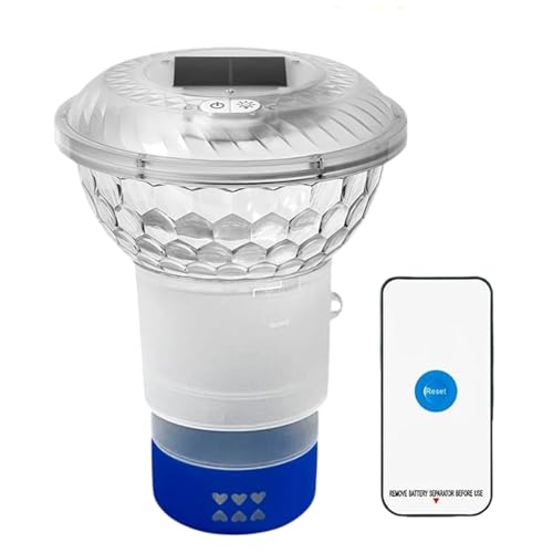 Chlortabletten Spender | 23.9 cm Floater Dispenser | Schwimmender Spender Solarbetrieben LED Pool mit IP67 Wasserdicht Fernlichtmodus für Pools und Wasserparks von Generisch