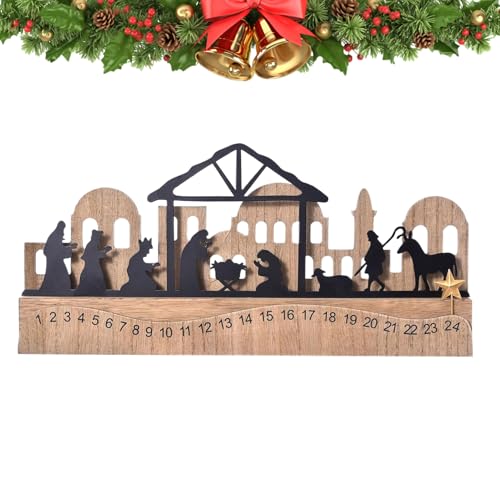 Christmas Countdown - 2025 Weihnachtskrippe Countdown Kalender Tischdekoration | Festliche Tischdekoration Wohnzimmer Schrank Flur Bücher Christmas Countdown - 2025 Weihnachtskrippe Countdown Kalender Tischdekoration | Festliche Tischdekoration Wohnzimmer Schrank Flur Bücher von Generisch