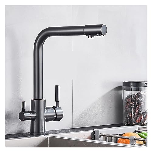 Chrom Schwarz Grau Küchenarmatur mit Wasserfilter Heiß- und Kalt-Mischbatterie für einfache Installation Stilvolles Trinkwasser-Filtrationssystem von Generisch