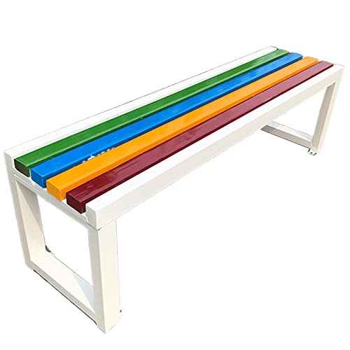 Classic Rainbow Outdoor Gartenbank - Holz & Kunststoff Mehrzweck-Hocker Komfort & Minimalismus Rückenfreies Design Weißholz-Finish Größe:150 x 40 x 45 cm von Generisch