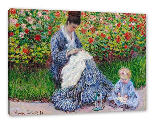 Generisch Claude Monet - Camille Monet und ein Kind im Garten des als Leinwandbild/Größe: 100x70 cm/Wandbild/Kunstdruck/fertig bespannt von Generisch