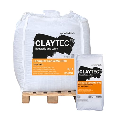 Claytec Lehmputz Sanremo 25kg Sack – Mediterraner Design-Lehmputz für Innenräume, sandiger Farbton, emissionsfrei & wohngesund, diffusionsoffen, dekorativer Innenputz, 100% natürlich von Generisch