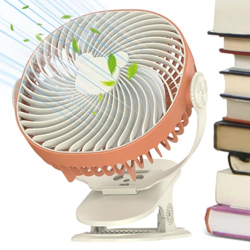 Clip On Fan - Personal Cooler - Portable Clamp Fan Desk - 5-Speed Adjustable Strong Wind Cooler, USB Rechargeable Cool Airflow Gadget With Built-in Night Light For Bedroom Dorm Office Travel von Generisch
