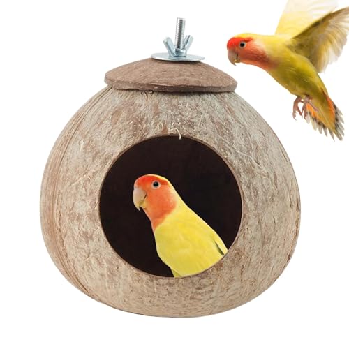 Coco Nest Hütte, Coco Husk Bird Hut | Coco Husk Nisting House für Vögel | Wellenloser Lovebirds Habitat Decor für Tierliebhaber für Garten, Balkon, Wohnzimmer von Generisch