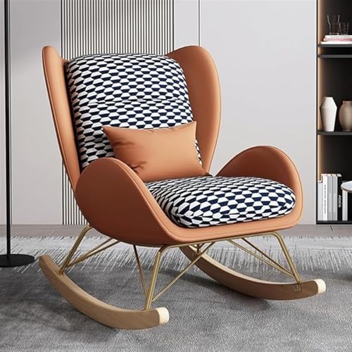 Comfy Indoor Glider Schaukelstuhl – Gepolstertes Wohnzimmer-Liegesofa mit sicherem Massivholzrahmen – gemütliche Sitzgelegenheit in Orange für Kinderzimmer oder Lounge von Generisch