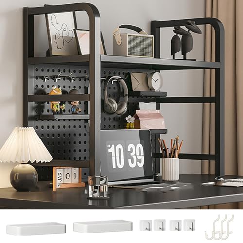 Computer-Schreibtischregal mit perforierter Platte, Metall-Arbeitsplatten-Organizer, platzsparender Schreibtisch-Zusatz für Büro, Schlafsaal Computer-Schreibtischregal mit perforierter Platte, Metall-Arbeitsplatten-Organizer, platzsparender Schreibtisch-Zusatz für Büro, Schlafsaal von Generisch