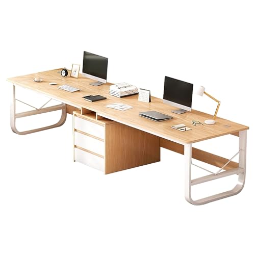 Computertisch, 2-Personen-Schreibtisch mit Schubladen, moderner Doppel-Bürotisch, extra langer Computertisch für Heimbüro (weiß) von Generisch