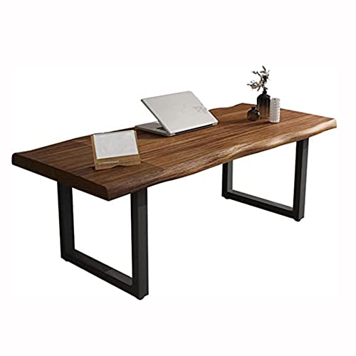 Computertisch aus Massivholz mit Metallhalterung, Heimbüro, Schreibtisch, nordischer Stil, PC-Schreibtisch, schlichtes Design, 140 x 70 x 75 cm von Generisch