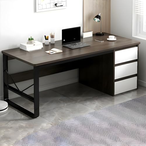 Computertisch aus Walnussholz, mit 3 Schubladen, Standardhöhe 99,1 cm L x 48,3 cm B x 76,2 cm H, rechteckiges Design für Zuhause und Büro, stilvoller und funktionaler Arbeitsplatz von Generisch