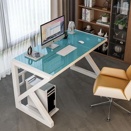 Computertisch aus gehärtetem Glas, modern, einfach, Heimbüro, Schreibtisch, Arbeitszimmer von Generisch