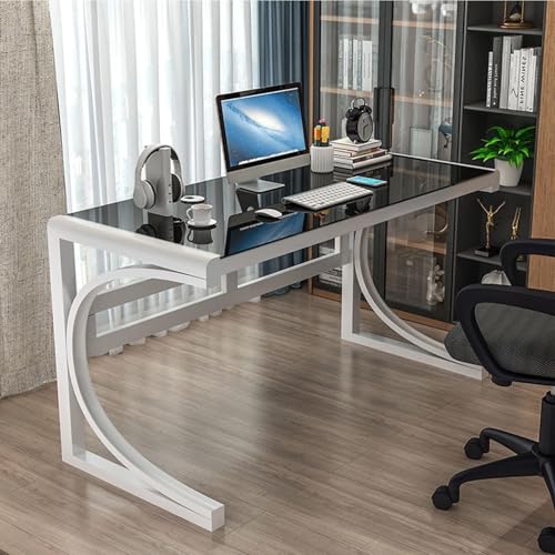 Computertisch aus gehärtetem Glas, stabiler Rahmen aus Karbonstahl für Heimbüro, Arbeitszimmer und Gaming, schlankes Design verschönert jeden Wohnraum Computertisch aus gehärtetem Glas, stabiler Rahmen aus Karbonstahl für Heimbüro, Arbeitszimmer und Gaming, schlankes Design verschönert jeden Wohnraum von Generisch
