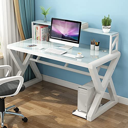 Computertisch aus gehärtetem Glas mit Bücherregal, moderner einfacher Heimbüro, Studenten-Schreibtisch, einfache Montage Computertisch aus gehärtetem Glas mit Bücherregal, moderner einfacher Heimbüro, Studenten-Schreibtisch, einfache Montage von Generisch