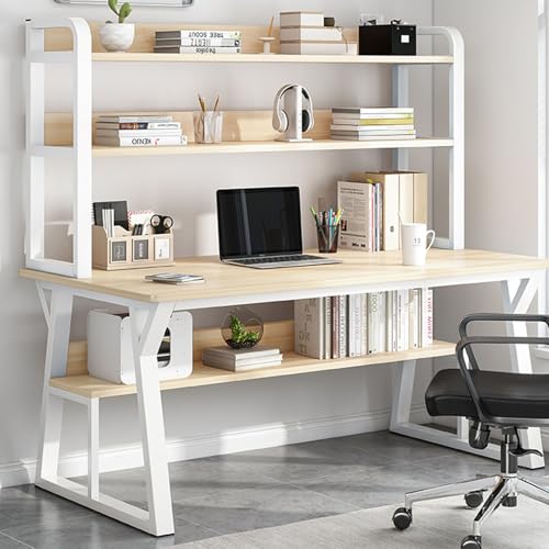Computertisch mit 3 Ablagen für Home Office, modernes Design, platzsparende Möbel, idealer Arbeitsplatz für Büro oder Arbeitszimmer von Generisch