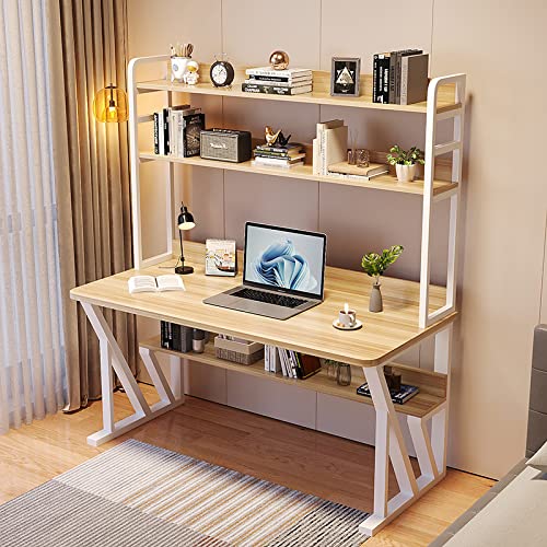 Computertisch mit Ablagen und Bücherregal – moderner Schreibtisch für Heimbüro, Studentenschreibtisch, persönlicher Arbeitsplatz von Generisch