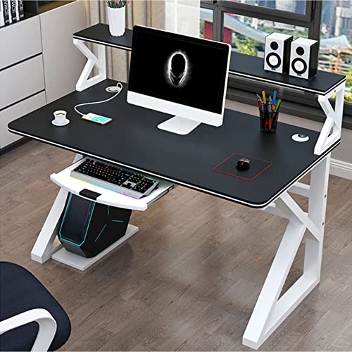 Computertisch mit Bücherregal - Moderner einfacher Schreibtisch/Arbeitsplatz mit stabilem Metallrahmen Computertisch mit Bücherregal - Moderner einfacher Schreibtisch/Arbeitsplatz mit stabilem Metallrahmen von Generisch