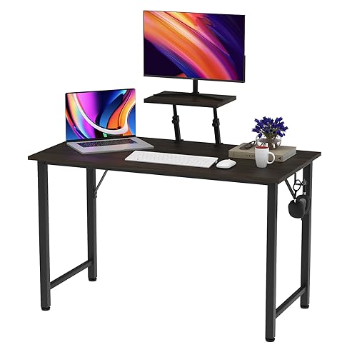 Computertisch mit Monitorständer, Gaming-Schreibtisch, Metallrahmen, Bürotisch, Computermöbel, Holzschreibtisch (Holzfarbe, 80 x 40 x 75 cm) von Generisch