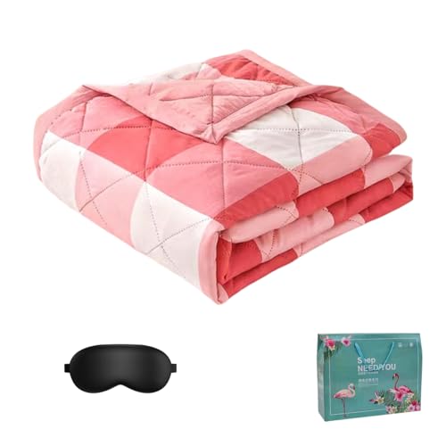 Cooling Throw Blanket for Hot Sleepers,Cold Blankets Night Sweats Sleeping,Ultra-Cool Lightweight Breathable Summer Blanket,Suitable for home, office, lunch break and night (Pink plaid,200*230) von Generisch