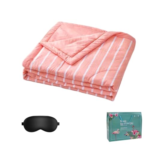 Cooling Throw Blanket for Hot Sleepers,Cold Blankets Night Sweats Sleeping,Ultra-Cool Lightweight Breathable Summer Blanket,Suitable for home, office, lunch break and night (Pink stripe,180*200) von Generisch