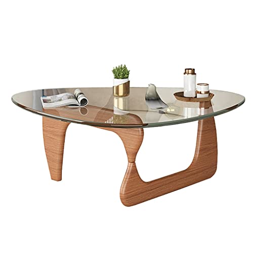Couchtisch, gehärtetes Glas und Massivholzbeine, multifunktionaler Sitz-Freizeittisch für Wohnzimmer und Sofa Beistelltisch von Generisch
