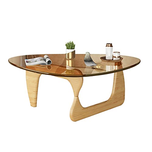Couchtisch, gehärtetes Glas und Massivholzbeine, multifunktionaler Sitz-Freizeittisch für Wohnzimmer und Sofa Beistelltisch von Generisch