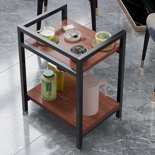 Couchtisch – 2-stöckiger quadratischer Bauernhaus-Akzenttisch für Wohnzimmer und Schlafzimmer – bewegliches Design für kleine Räume – stilvolles schwarzes Finish von Generisch