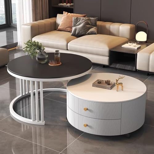 Couchtisch 2er Set, moderner ovaler Akzenttisch mit Ablagefach für Wohnzimmer und kleine Räume, Eichen-Finish Couchtisch 2er Set, moderner ovaler Akzenttisch mit Ablagefach für Wohnzimmer und kleine Räume, Eichen-Finish von Generisch