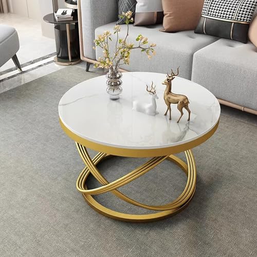 Couchtisch – Moderner runder Akzenttisch mit stabilem Metallrahmen für Wohnzimmer, Schlafzimmer und Büro – stilvolles Design für Mittel- oder Beistelltisch von Generisch
