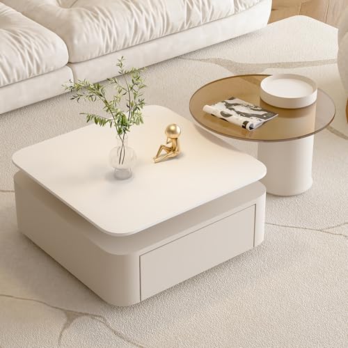 Couchtisch Set - 360° Drehung Gehärtetes Glas Rechtecke mit Metallrahmen für Wohnzimmer, Zuhause oder Büro - 2er Set von Generisch