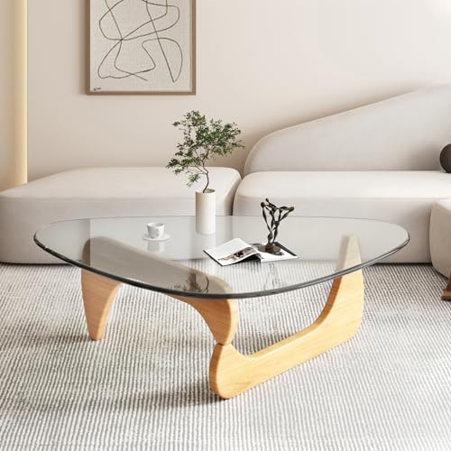 Couchtisch Wohnzimmertisch Beistelltisch mit Holzbeinen: Sofatisch Kaffeetisch aus Glas Holz Industrie-Design Glastisch Tisch fürs Wohnzimmer Balkon Arbeitszimmer Couchtisch Wohnzimmertisch Beistelltisch mit Holzbeinen: Sofatisch Kaffeetisch aus Glas Holz Industrie-Design Glastisch Tisch fürs Wohnzimmer Balkon Arbeitszimmer von Generisch